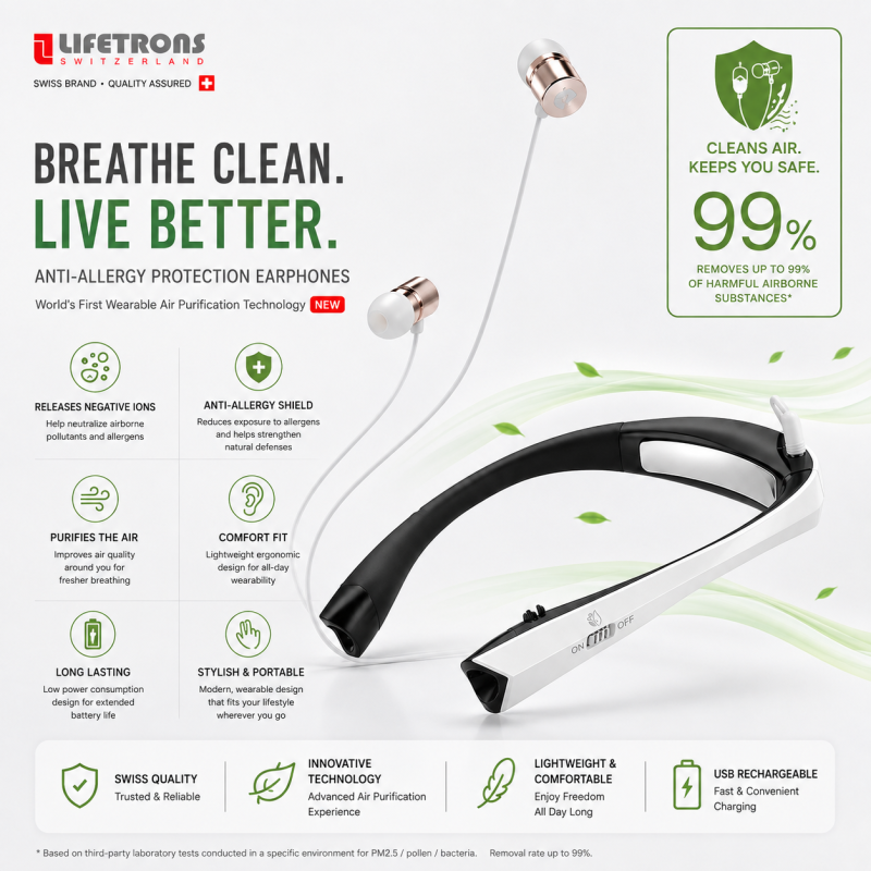 Lifetrons Portable Air Cleaner with DrumBass Wireless Headset