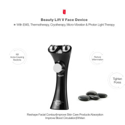 Lifetrons 7-In-1 Beauty Lift V Face Device with Red/Blue Photon, Lifting, Firming, Cold/Heat and Massage (TPML-100)