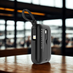 Lifetrons 10000mAh PD 22.5W Pocket Power Bank with Built-in Cables | Ultra-Slim Digital Display