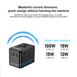 Lifetrons 100W GaN Universal Travel adapter |Fast Charge