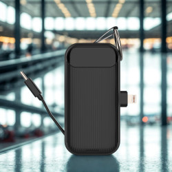 Lifetrons 5000mAh PD 22.5W Lipstick-Sized Power Bank with Built-in Cable | Ultra-Lightweight